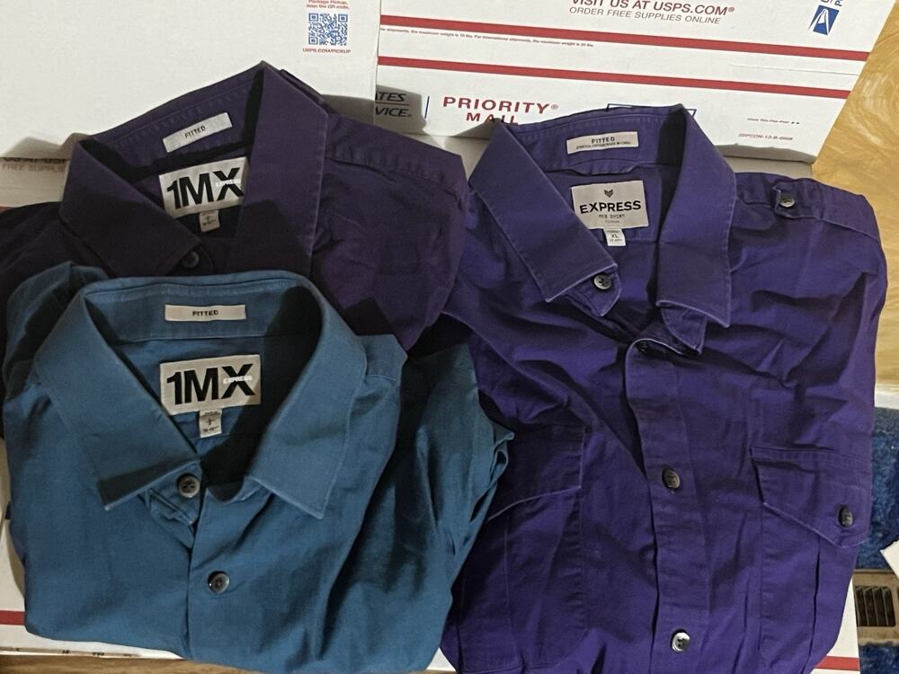 Men’s Express Fitted Dress Shirts Long Sleeve Clothing Lot Of 3! (READ) Express